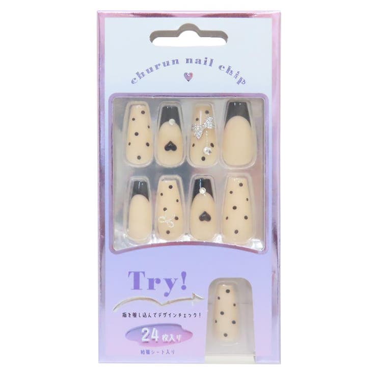 cinemacollection コスメ雑貨 ネイルチップ ロングスクエアタイプ RIBBON CHARM カミオジャパン ネイルアート 付け爪 おしゃれ グッズ ネイル・マニキュア