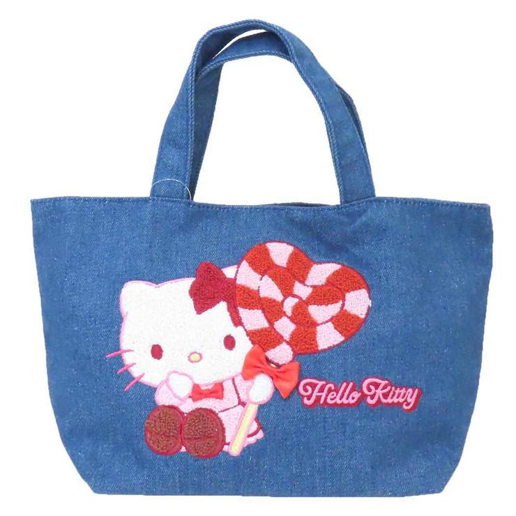 cinemacollection ハローキティ ランチバッグ デニムサガラ刺繍トートバッグ サンリオ ヤスダ通商 お弁当かばん キャラクター グッズ 食器・キッチン用品