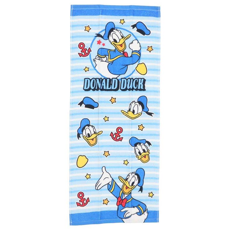 cinemacollection ドナルドダック フェイスタオル プリントロングタオル ブルーボーダー ディズニー 林タオル 新生活雑貨 キャラクター グッズ バス・トイレ・掃除洗濯