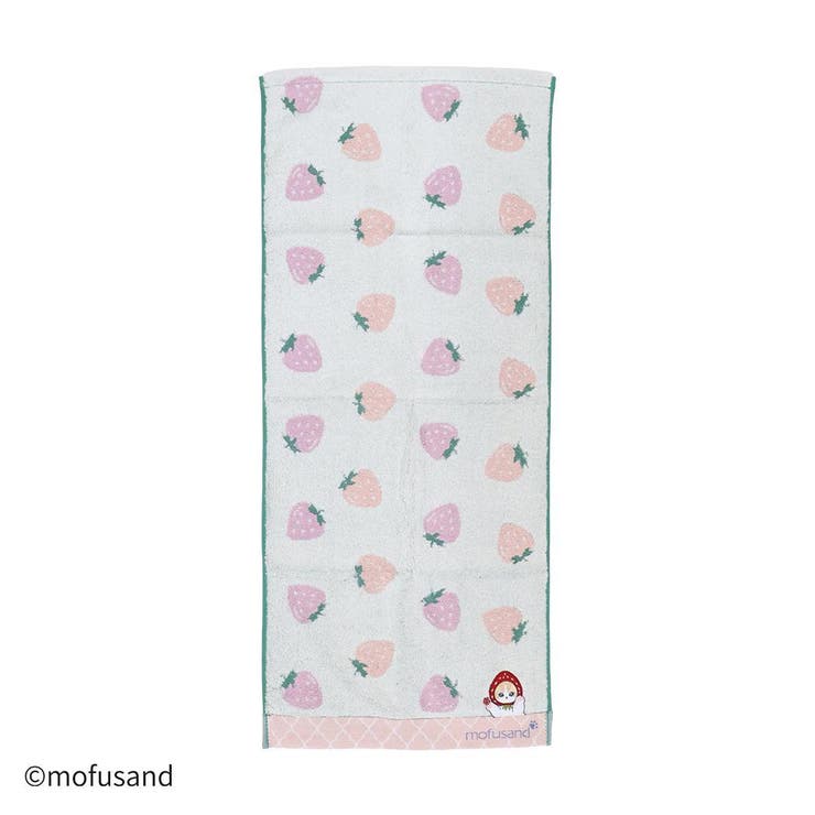 cinemacollection mofusand モフサンド ロングタオル フルフィーコットン フェイスタオル いちご ピンク タオル美術館 プレゼント かわいい キャラクター グッズ バス・トイレ・掃除洗濯