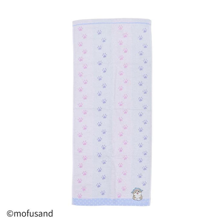 cinemacollection mofusand モフサンド ロングタオル スチームシャーリング無撚糸フェイスタオル あしあと ブルー タオル美術館 プレゼント かわいい キャラクター グッズ バス・トイレ・掃除洗濯