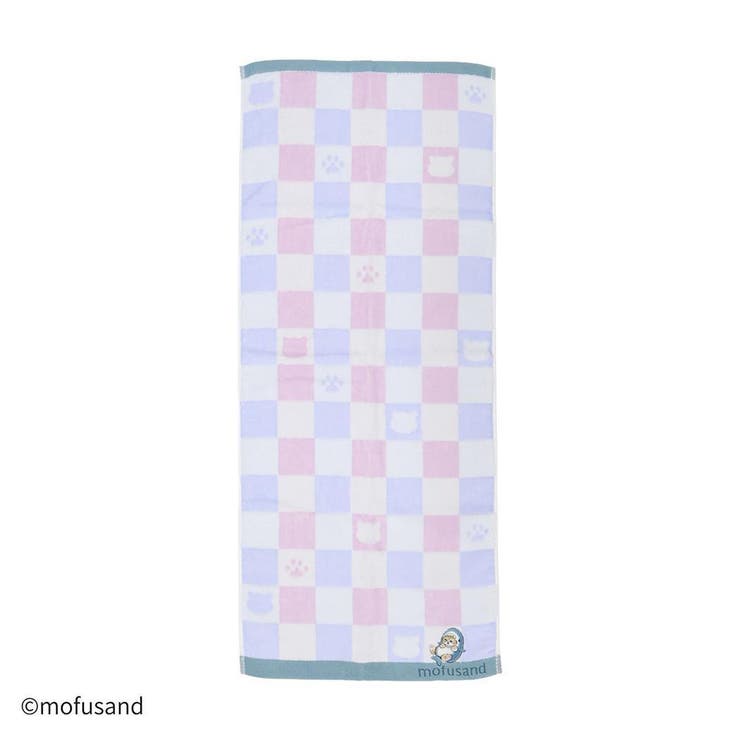 cinemacollection mofusand モフサンド ロングタオル スチームシャーリング無撚糸フェイスタオル おすわりにゃん ブルー タオル美術館 プレゼント かわいい キャラクター グッズ バス・トイレ・掃除洗濯