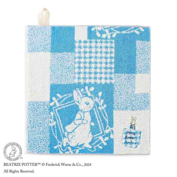 cinemacollection ピーターラビット ループタオル フルフィーコットン無撚糸ループ付きウォッシュタオル パッチワーク ブルー タオル美術館 プレゼント 絵本キャラクター グッズ バス・トイレ・掃除洗濯