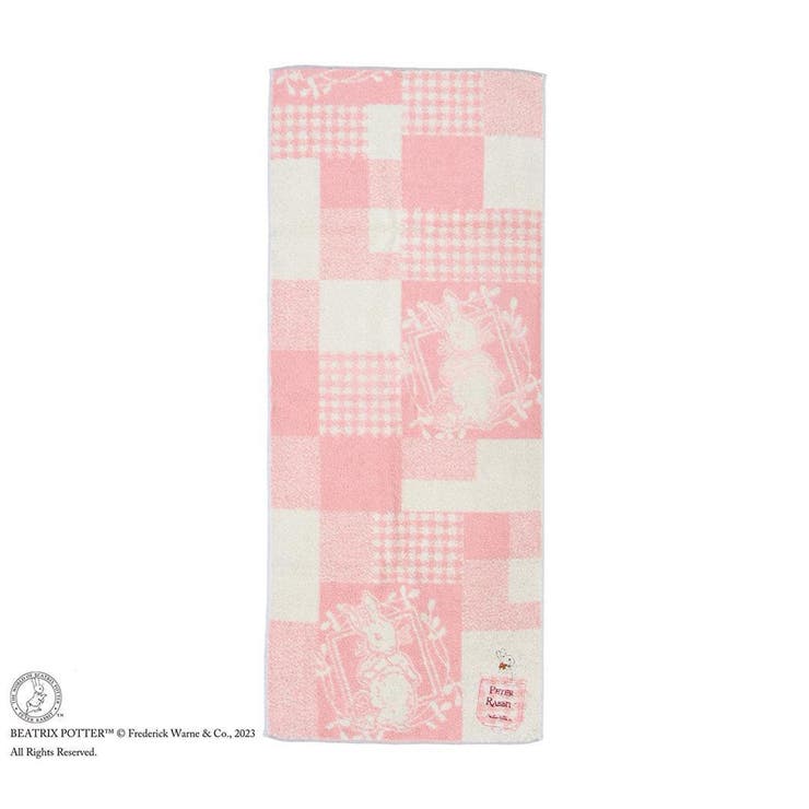 cinemacollection ピーターラビット ロングタオル フルフィーコットン無撚糸フェイスタオル パッチワーク ピンク タオル美術館 プレゼント 絵本キャラクター グッズ バス・トイレ・掃除洗濯