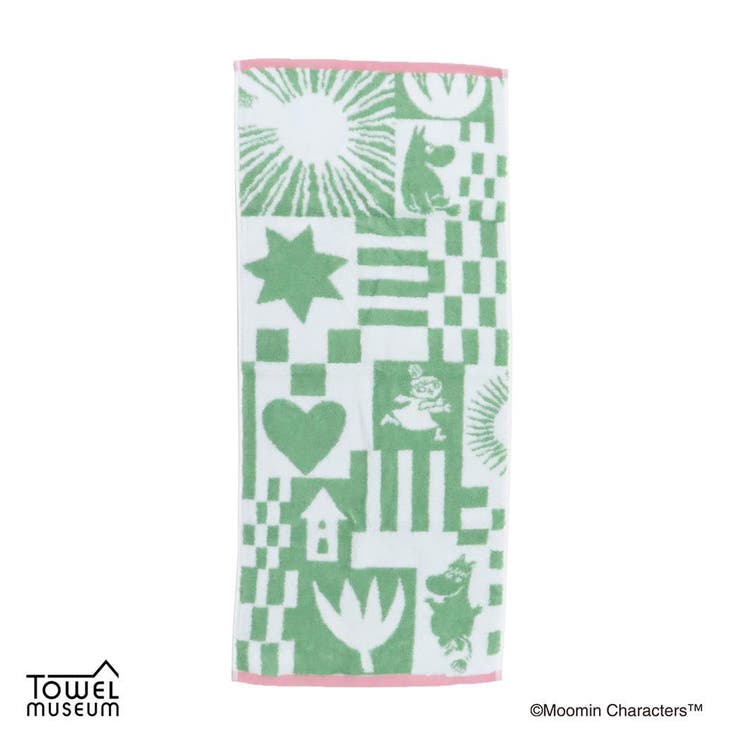 cinemacollection ムーミン ロングタオル 無撚糸フルフィーコットンフェイスタオル プレイ 80周年記念 グリーン 北欧 タオル美術館 プレゼント かわいい キャラクター グッズ バス・トイレ・掃除洗濯