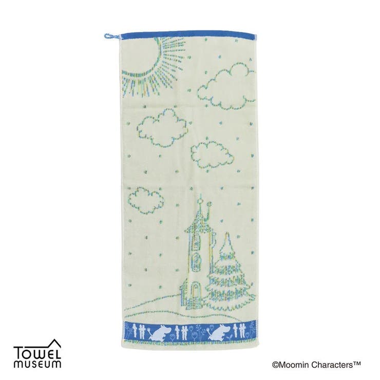 cinemacollection ムーミン ロングタオル 残糸フルフィーコットンフェイスタオル 外でお散歩.eco ブルー 北欧 タオル美術館 プレゼント かわいい キャラクター グッズ バス・トイレ・掃除洗濯