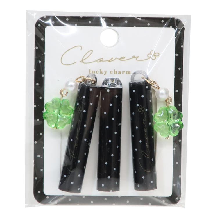 cinemacollection 鉛筆カバー チャーム付き鉛筆キャップ 3本セット クローバー ブラック ドット クーリア 新学期準備文具 かわいい グッズ 文房具