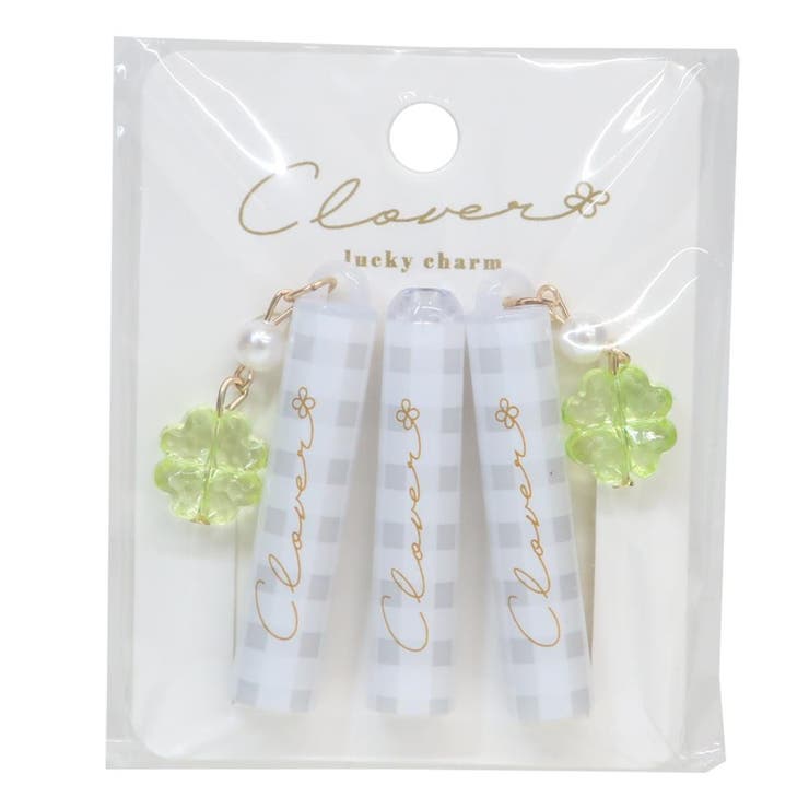 cinemacollection 鉛筆カバー チャーム付き鉛筆キャップ 3本セット クローバー グレー チェック クーリア 新学期準備文具 かわいい グッズ 文房具