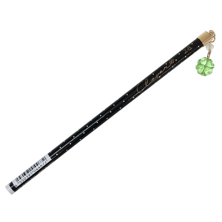 cinemacollection えんぴつ チャーム付き鉛筆 2B クローバー ブラック ドット クーリア 新学期準備文具 かわいい グッズ 文房具