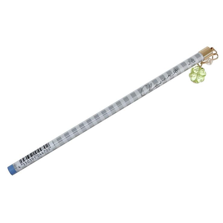 cinemacollection えんぴつ チャーム付き鉛筆 2B クローバー グレー チェック クーリア 新学期準備文具 かわいい グッズ 文房具