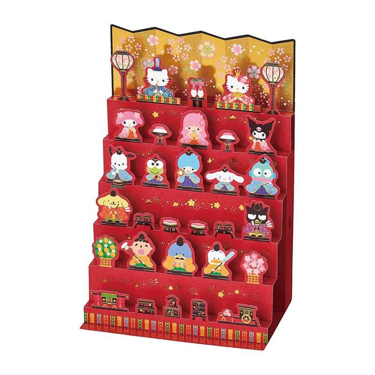 【10％OFFクーポン！2/10(火)1:59まで】cinemacollection サンリオキャラクターズ グリーティングカード ヒナマツリJHN3-6 ひなカード 段飾り サンリオ メッセージカード キャラクター グッズ 文房具