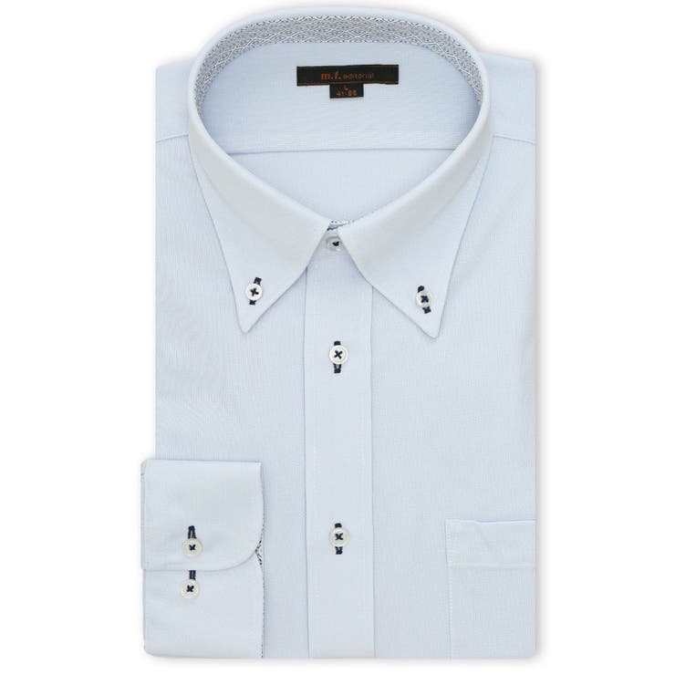 TAKA-Q MEN ノンアイロンストレッチ NEWスタンダードフィット ボタンダウン長袖ニットシャツ スーツ