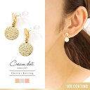 CREAM-DOT イヤリング ノンホールピアス 樹脂イヤリング シリコン ピアス チタンポスト 小ぶり ミニプレート 加工 ミニマム ちょい揺れ 上品大人 カ...