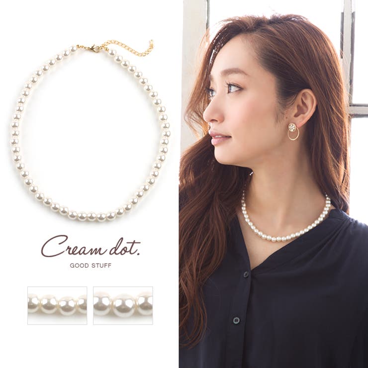 【10％OFFクーポン！11/27(木)1:59まで】CREAM-DOT ネックレス ゴールド レディース ビーズ パール シンプル 大人可愛い 上品 ブランド アクセサリー プレゼント 女性 アクセサリー