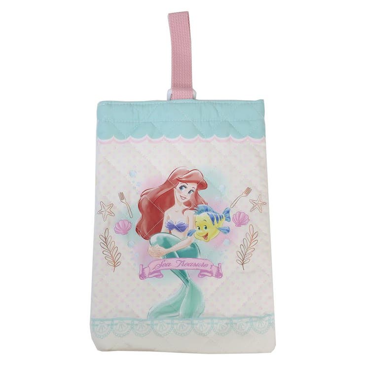 【10％OFFクーポン！2/23(月)1:59まで】cinemacollection リトルマーメイド キルト シューズバッグ 体育館靴かばん アイボリー 新入学 ディズニープリンセス アートウエルド 運動靴入れ キャラクター グッズ バッグ・鞄