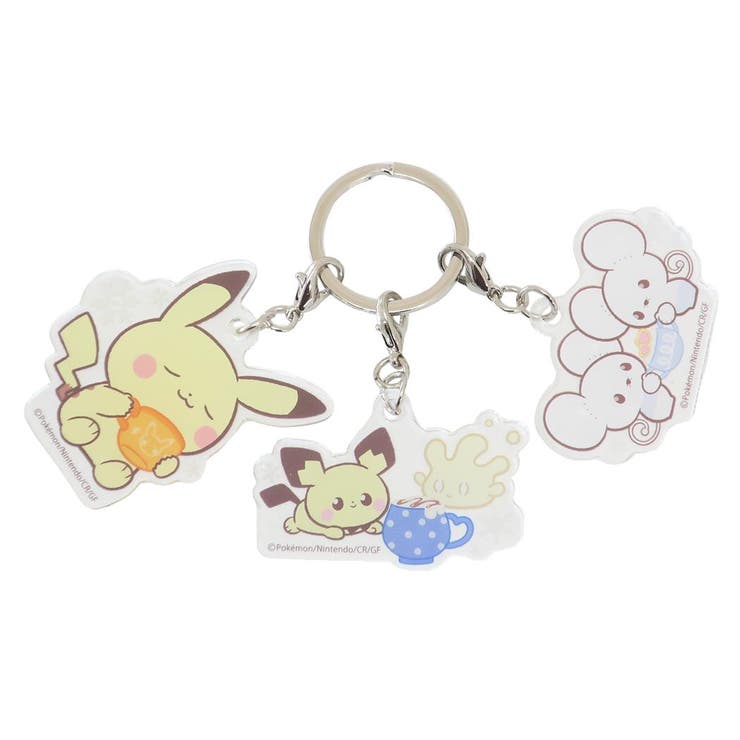 【10％OFFクーポン！2/10(火)1:59まで】cinemacollection ポケットモンスター キーリング 3連アクリルキーホルダー ポケピース ウインターシリーズ ピカチュウ ピチュー＆マホミル ワッカネズミ ポケモン マリモクラフト 3チャ