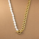 CREAM-DOT ステンレス製 ネックレス 金属アレルギー つけっぱなし サージカルステンレス レディース ショート チェーン 淡水パール マンテル 切り替え デザイン MIXデザイン 2way 大ぶり 大人 ゴールド シルバー アクセサリー