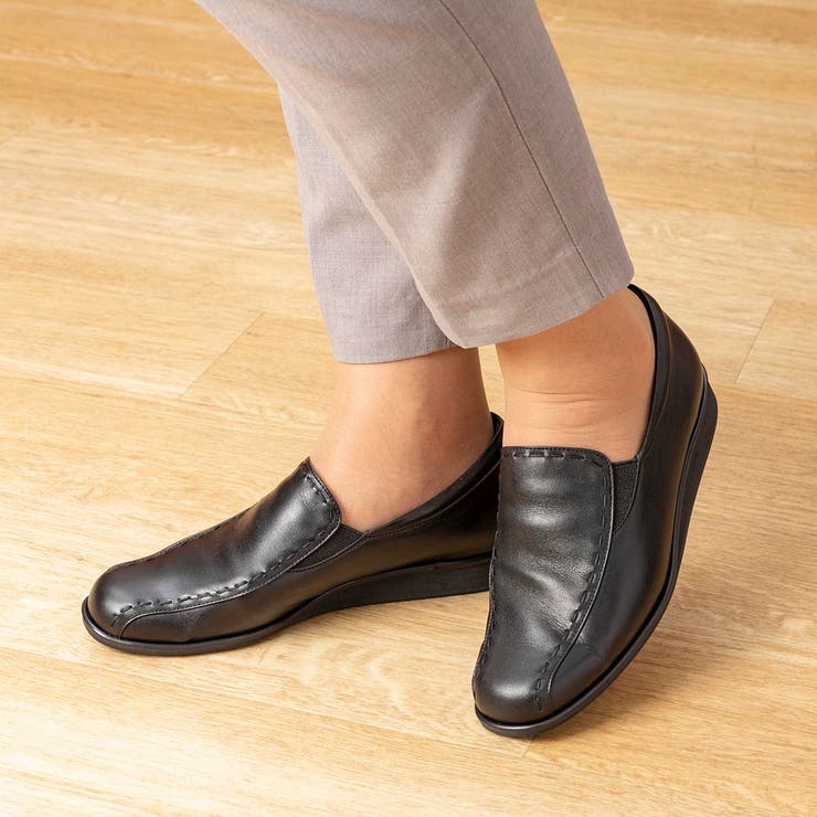 【10％OFFクーポン！1/29(木)1:59まで】Mode et Jacomo×ing 【3E】ポイントステッチスリッポン シューズ・靴