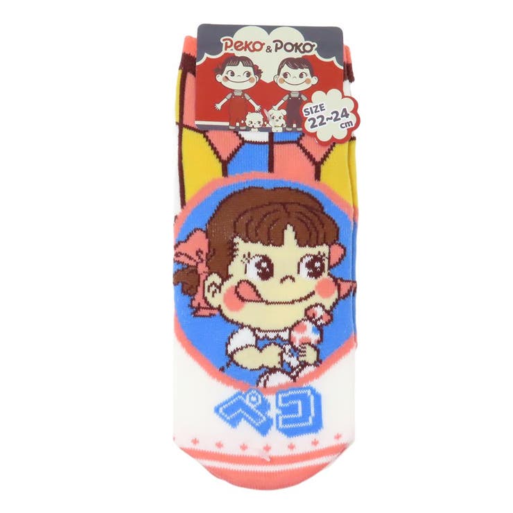 【10％OFFクーポン！2/10(火)1:59まで】cinemacollection 不二家のペコちゃん 女性用靴下 キャラクタージャガードソックス ステンドグラス ジェイズプランニング レディースソックス キャラクター グッズ インナー・下着