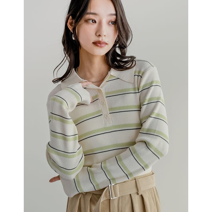 Re:EDIT マルチボーダーポロニットトップス トップス shoplistselect-10469246 SHOPLIST サンプル画像3