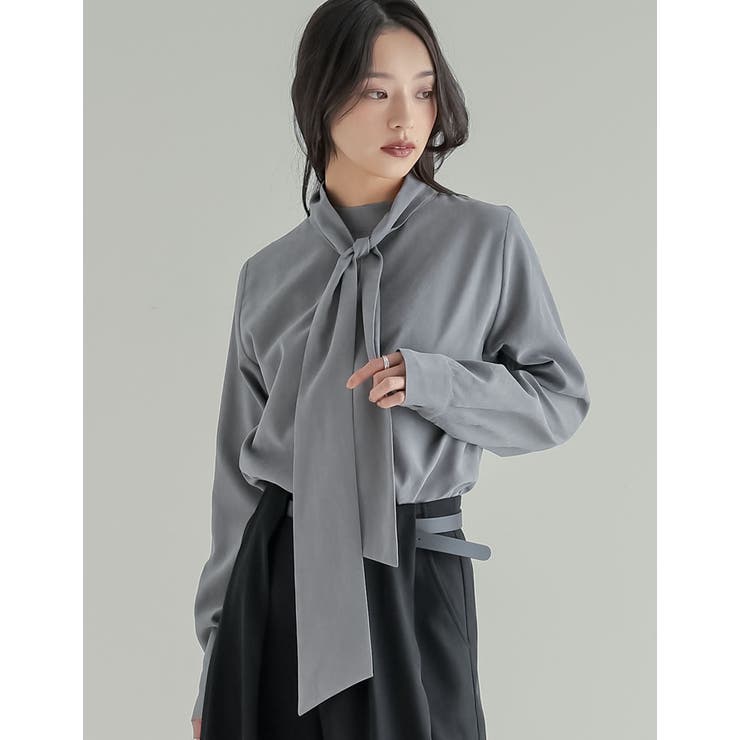 【10％OFFクーポン！9/11(金)1:59まで】Re:EDIT ピーチスキンタイ付きハイネックブラウス トップス shoplistselect-10469241 SHOPLIST サンプル画像3