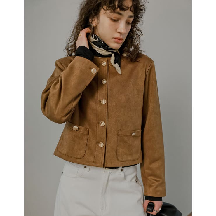 【エントリーでP10倍！9日(金)1:59まで】Re:EDIT [2026S/S COLLECTION]フェイクスウェードノーカラー金ボタンジャケット アウター(コート・ジャケットなど) shoplistselect-10469257 SHOPLIST サンプル画像3