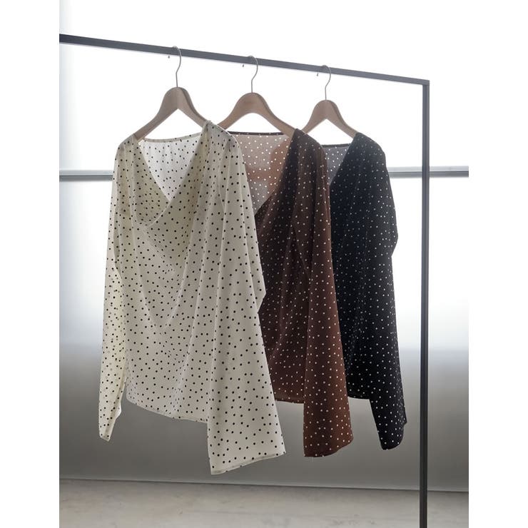 【10％OFFクーポン！9/11(金)1:59まで】Re:EDIT [2026S/S COLLECTION]ドットドレープブラウス トップス shoplistselect-10469243 SHOPLIST サンプル画像2