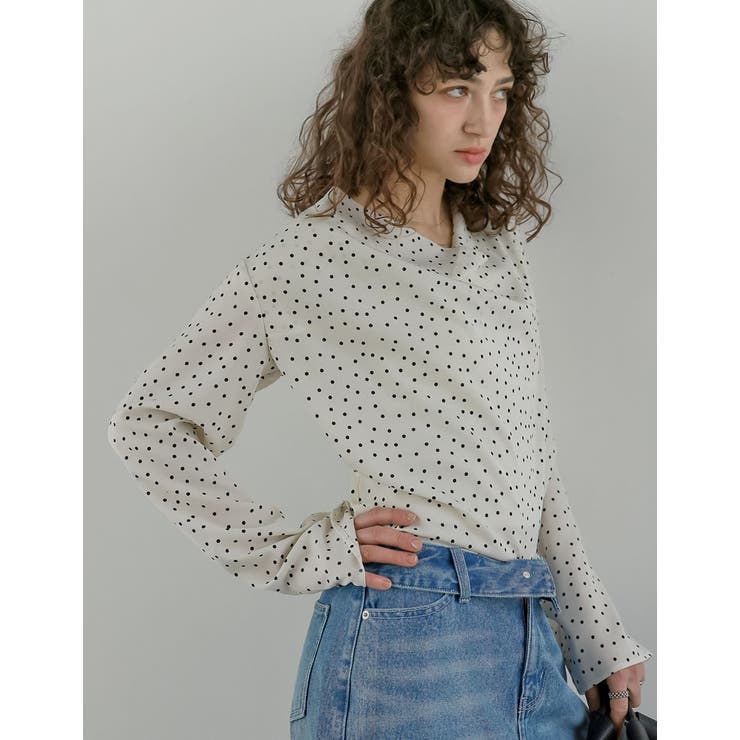 【10％OFFクーポン！9/11(金)1:59まで】Re:EDIT [2026S/S COLLECTION]ドットドレープブラウス トップス shoplistselect-10469243 SHOPLIST サンプル画像3