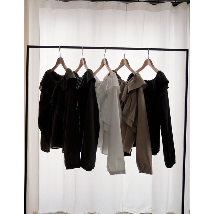 Re:EDIT [2026S/S COLLECTION]無地orギンガムチェックサッカーアシンメトリーフリルブラウス トップス shoplistselect-10469245 SHOPLIST サンプル画像2