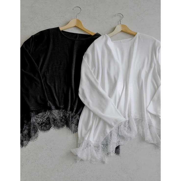 Re:EDIT [2026S/S COLLECTION]リブニットソーランダムレースヘムチュニック トップス shoplistselect-10469240 SHOPLIST サンプル画像2