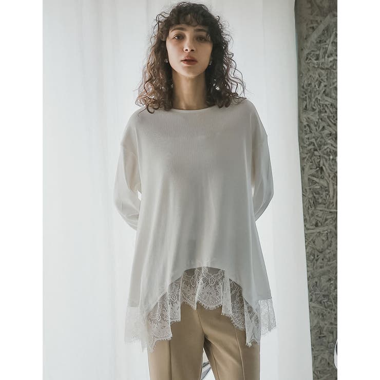 Re:EDIT [2026S/S COLLECTION]リブニットソーランダムレースヘムチュニック トップス shoplistselect-10469240 SHOPLIST サンプル画像3
