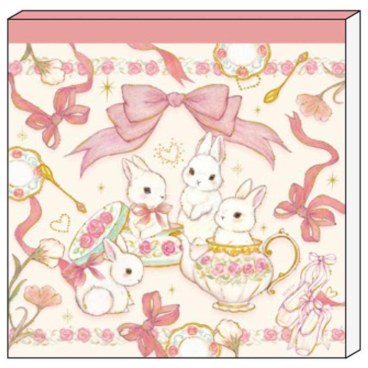 【10％OFFクーポン！3/26(木)1:59まで】cinemacollection たけいみき メモ帳 メモパッド エレガントうさぎ アニマル クローズピン 事務用品 伝言 ガーリーイラスト グッズ その他