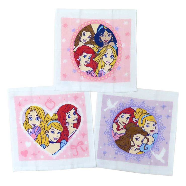 【10％OFFクーポン！2/10(火)1:59まで】cinemacollection ディズニープリンセス ハンドタオル ハンドタオル3枚組 キラキラキューティ ディズニー 丸眞 入園入学準備雑貨 キャラクター グッズ 小物