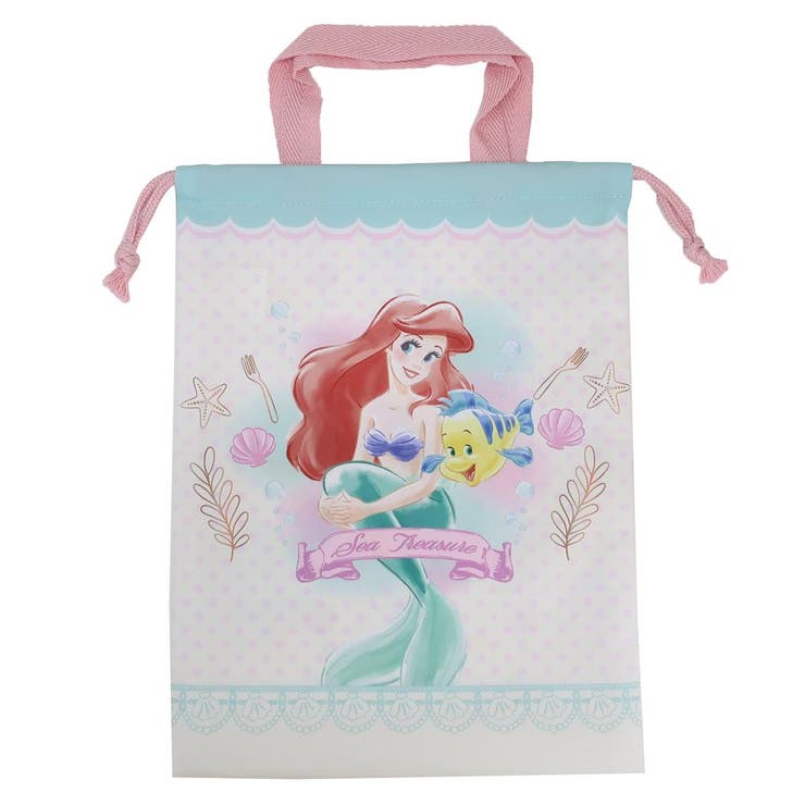 【10％OFFクーポン！2/10(火)1:59まで】cinemacollection リトルマーメイド 巾着袋 持ち手付き巾着 アイボリー 新入学 ディズニープリンセス アートウエルド 新学期準備雑貨 キャラクター グッズ バッグ・鞄
