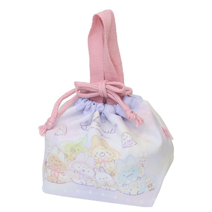 cinemacollection すみっコぐらし ランチ巾着 マチ付き巾着 単柄 ラベンダー 新入学 サンエックス アートウエルド お弁当入れ キャラクター グッズ バッグ・鞄