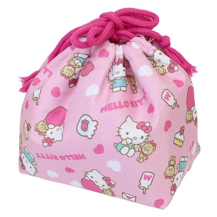 【10％OFFクーポン！2/10(火)1:59まで】cinemacollection ハローキティ ランチ巾着 マチ付き巾着 ポップレッドハート サンリオ 丸眞 入園入学準備雑貨 キャラクター グッズ バッグ・鞄