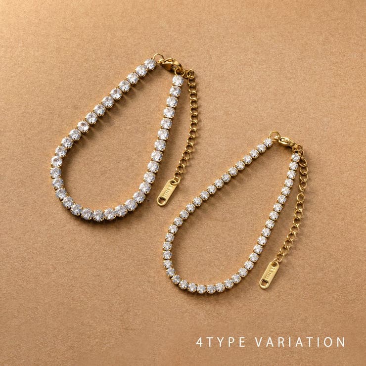 CREAM-DOT ステンレス製 選べる4タイプ テニスブレスレット ブレスレット 金属アレルギー つけっぱなし サージカルステンレス レディース ビジュー ライン 大人 華奢 ゴールド シルバー アクセサリー