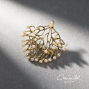 CREAM-DOT ブローチ フォーマル 卒業式 卒園式 入学式 入園式 ママスーツ おしゃれ コサージュ 華やか ピン パール リーフ 葉 普段使い 上品 エレガント 大人 ゴールド アクセサリー