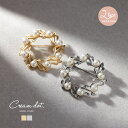 CREAM-DOT ブローチ フォーマル 卒業式 卒園式 入学式 入園式 ママスーツ おしゃれ コサージュ 華やか ピン 上品 エレガント パール リーフ サークル マット 艶消し 2タイプ 大人 ゴールド シルバー アクセサリー