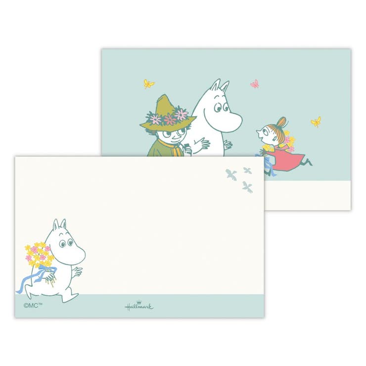 【10％OFFクーポン！5/16(土)1:59まで】cinemacollection ムーミン メッセージカード ミニメッセージカード 8枚入り MO両面花束ブルー 北欧 日本ホールマーク プレゼントカード キャラクター 多目的 グッズ 文房具