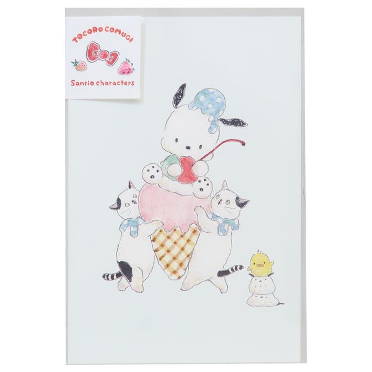 cinemacollection トコロコムギxサンリオキャラクターズ ポストカード POSTCARD ポチャッコと仲良しアイスクリームにゃんこ サンリオ アクティブコーポレーション ハガキ はがき グリーティングカード 便り キャラクター グッズ 文