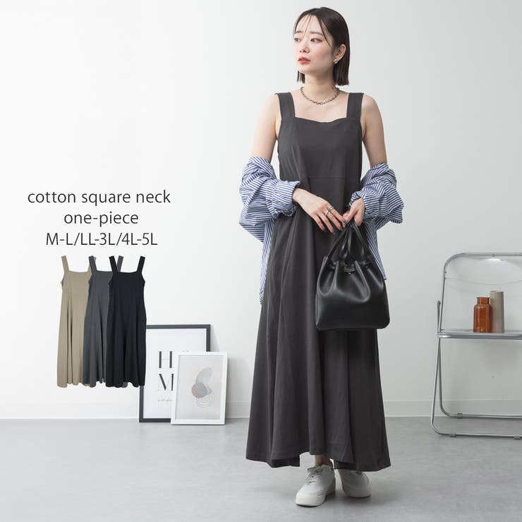 Fashion Letter aity アイティ ノースリーブ コットンロングワンピース ノースリーブ 綿 ドレス タンクトップ ロング丈 長め ドレス ワンピース 綿 コットン トップス 大きいサイズ M L LL 3L 4L 5L ビッグシルエット