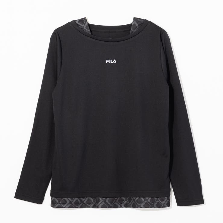 【10％OFFクーポン！7/26(日)1:59まで】FILA フェイクレイヤード長袖Tシャツ/レディース/レイヤード風/トレーニングウェア/ランニングウェア/吸水速乾/UVカット/L/S FAKE T SHIRTS トップス