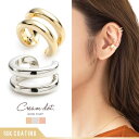CREAM-DOT イヤーカフス 18kコーティング イヤカフ イヤリング ダブルライン 片耳用 ミニマム 軟骨 レディース シンプル メタル 可愛いゴールド シルバー ピンクゴールド アクセサリー