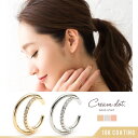 CREAM-DOT イヤーカフス 18kコーティング イヤリング 片耳用 レディース イヤカフ 三日月 メタル ビジュー 2連デザイン 大人 上品エレガント シ...