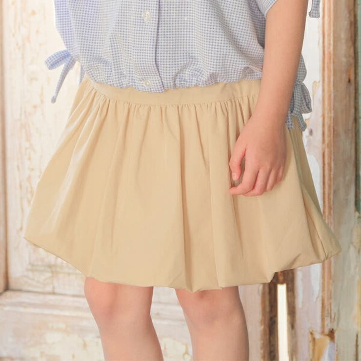【10％OFFクーポン！3/26(木)1:59まで】moononnon 子供服 女の子 スカート 夏服 ミニスカート 子ども服 こども キッズ ジュニア ストレッチツイル ウエストゴム バルーンスカート ブラック ベージュ 100cm 110cm 120