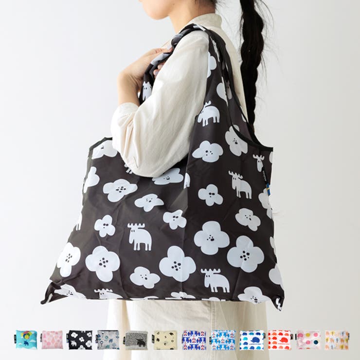 LIFE STYLE ablana moz SCANDINAVIANFOREST ショッピングバッグ エコバッグ エコバック 折りたたみ 折り畳み レジカゴ ナイロン 大容量 軽量 黒 コンパクト メンズ おしゃれ 丈夫 モズ スカンジナビアンフォレスト