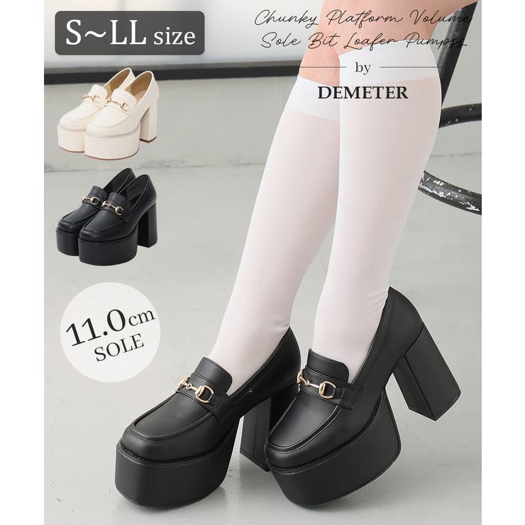 【20％OFFクーポン！5/9(土)限定】DEMETER 【26年春夏新作】厚底 プラットフォーム ビット付き ローファーパンプス シューズ・靴