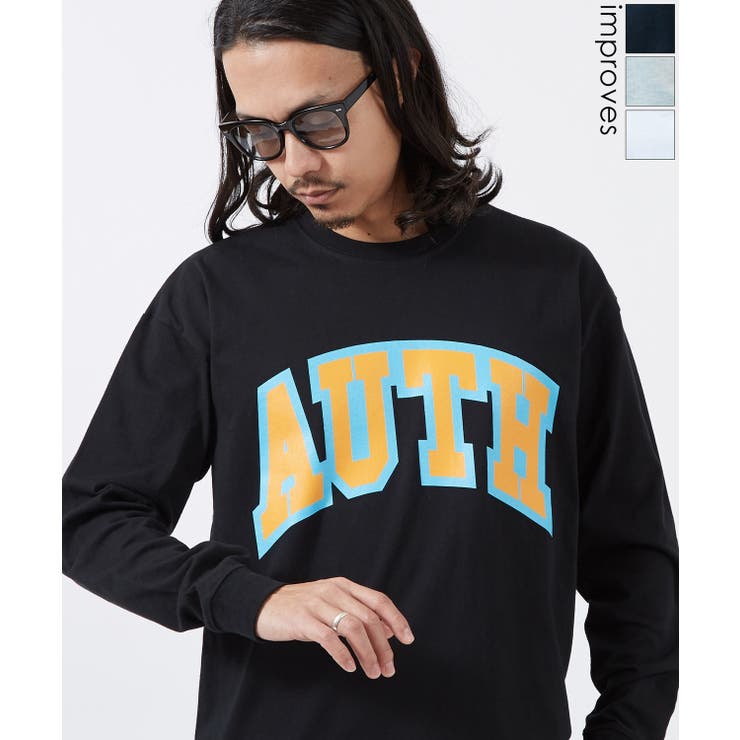 【10％OFFクーポン！6/26(金)1:59まで】improves 長袖Tシャツ メンズ レディース AUTH カレッジロゴ ロンT SIDEWAY STANCE 綿100％ ビッグシルエット ストリート アメカジ 古着MIX トップス