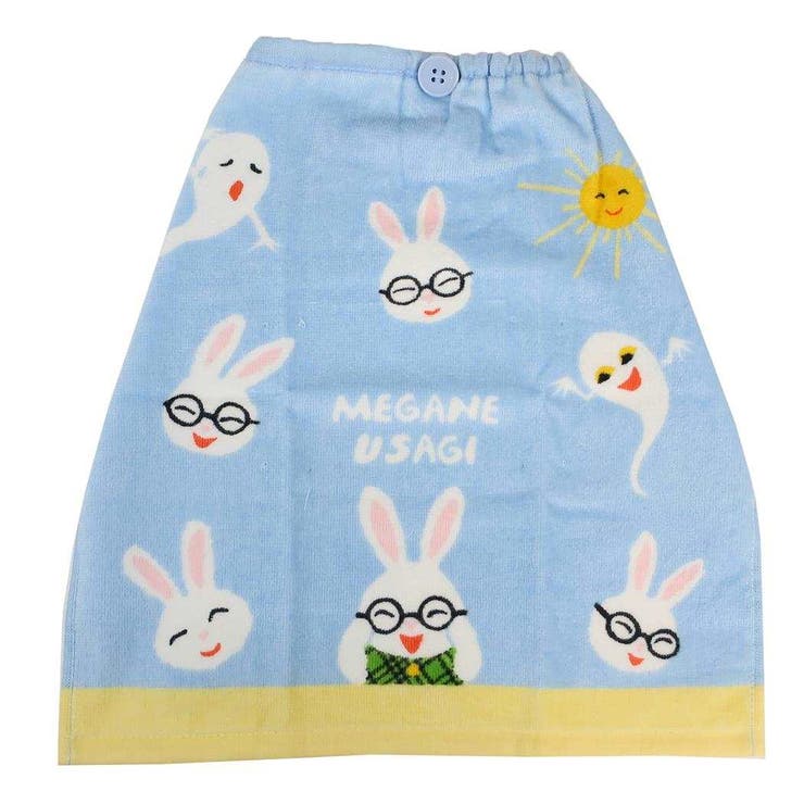 cinemacollection めがねうさぎ ゴム＆ボタン付きキッズおてふきタオル おりこうタオル どこどこ 入園入学準備雑貨 絵本キャラクター グッズ ベビー